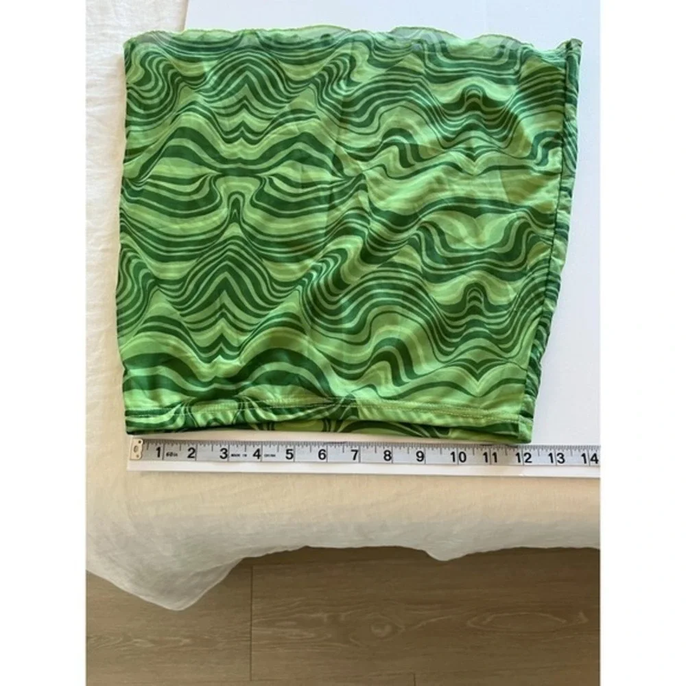 Y2K Skirt Forest‎ Fairy Boho Festival Mesh Elastic Womens XS Green
